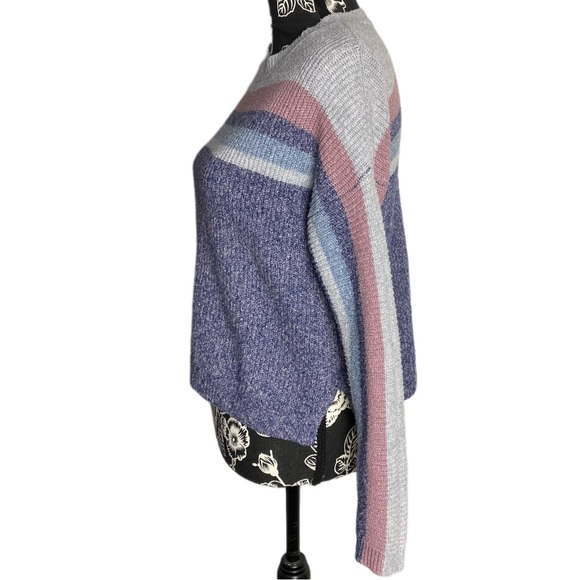 Hippie Rose Marled Striped Long Sleeve Sweater Small Pink Blue Purple Gray NWOT - Picture 4 of 9